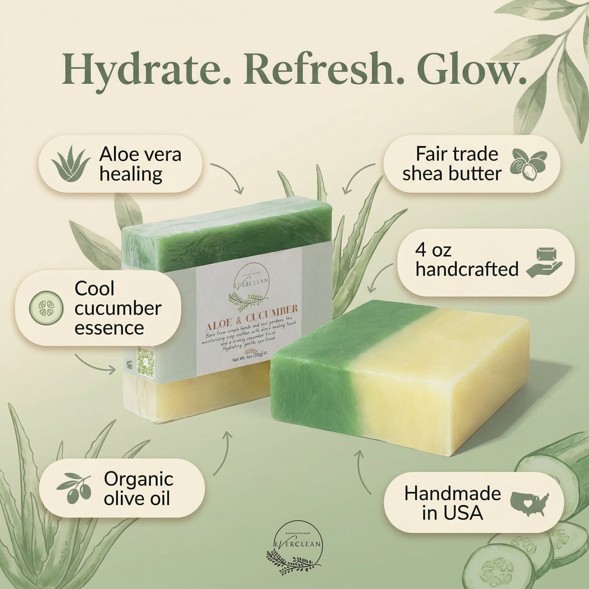 EverLiv Aloe & Cool Cucumber Soap - EverLiv LLC