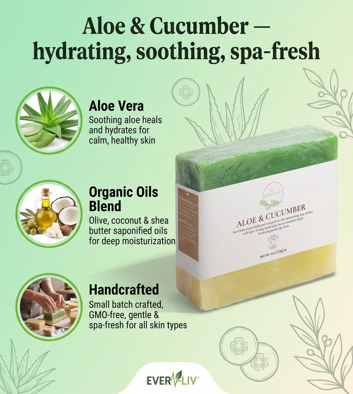 EverLiv Aloe & Cool Cucumber Soap - EverLiv LLC