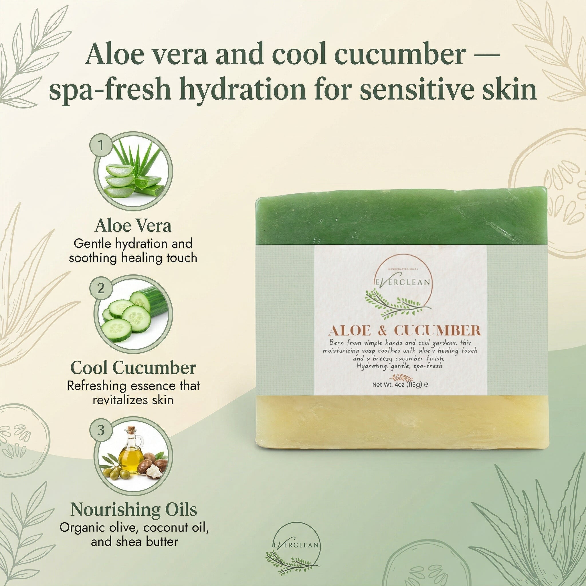 EverLiv Aloe & Cool Cucumber Soap - EverLiv LLC