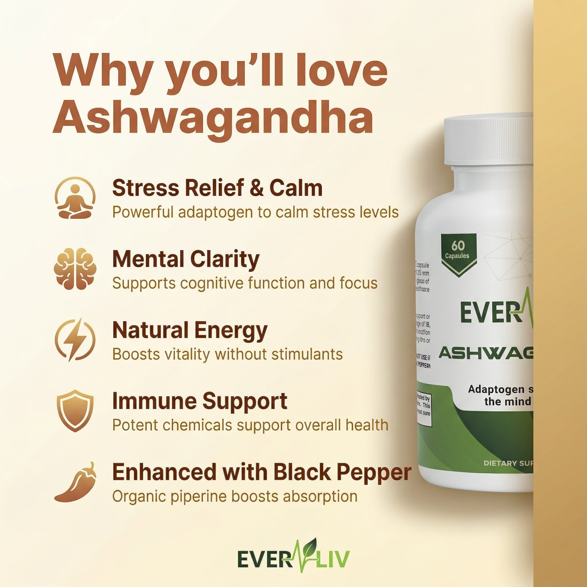 EverLiv Ashwagandha + Black Pepper - EverLiv LLC