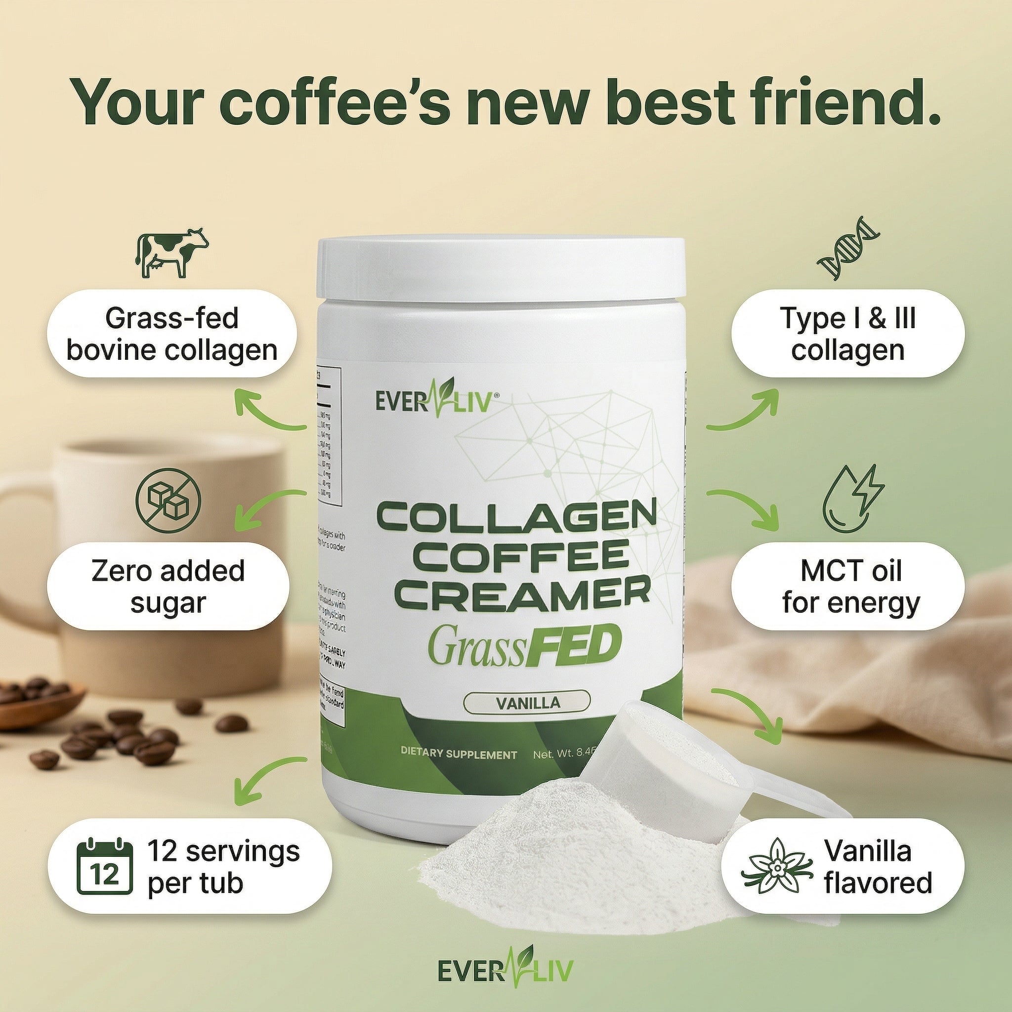 EverLiv - Collagen Creamer (Vanilla) - EverLiv LLC
