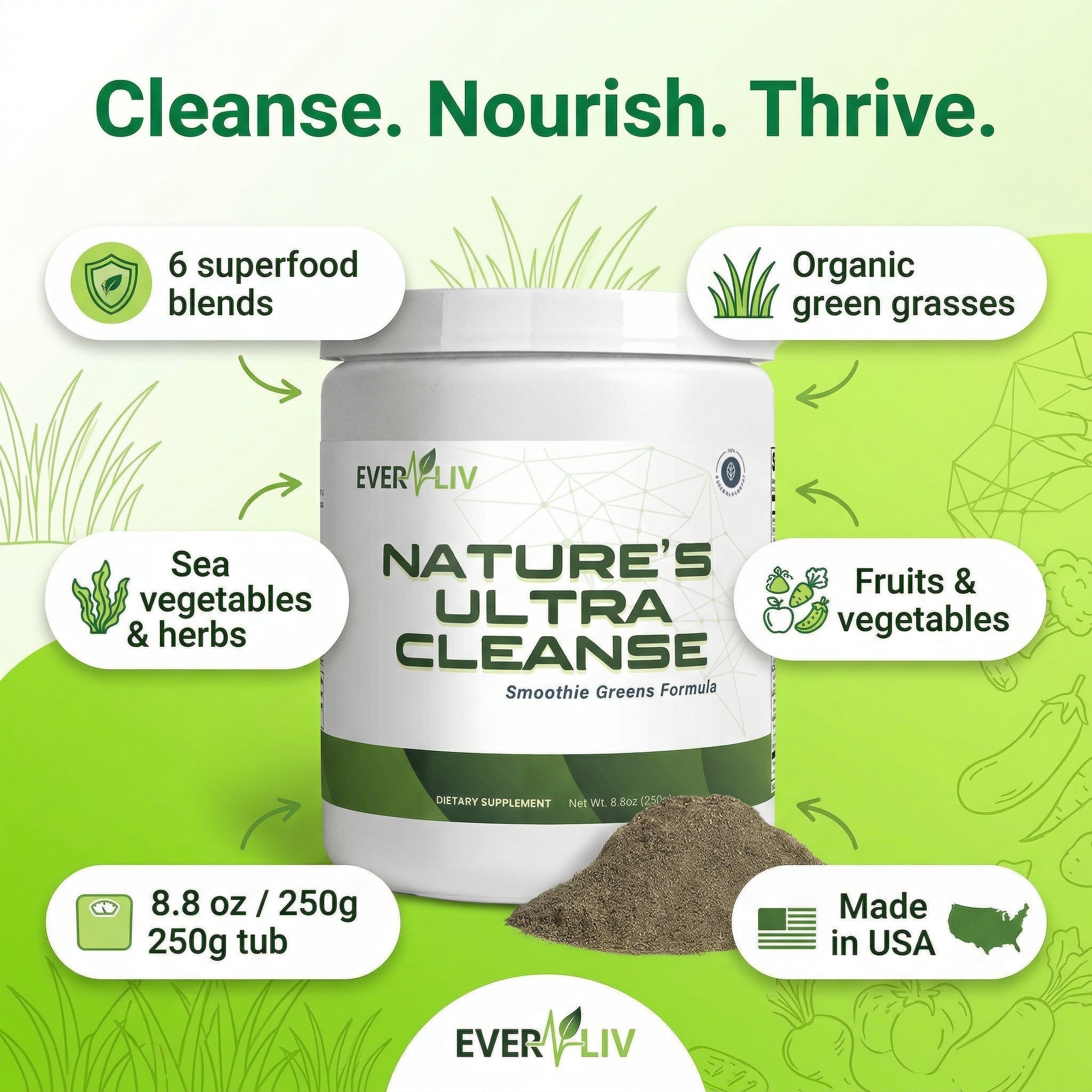 EverLiv Nature's Ultra Cleanse Smoothie Greens - EverLiv LLC
