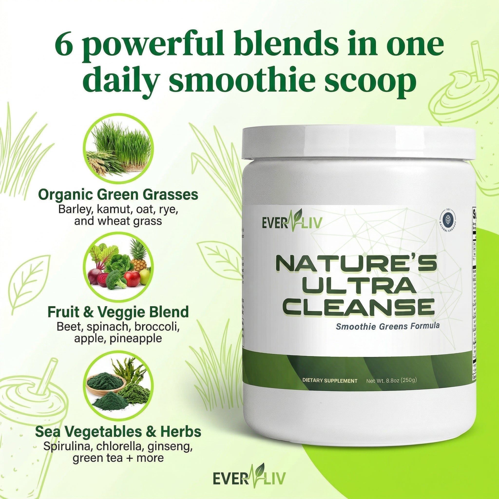 EverLiv Nature's Ultra Cleanse Smoothie Greens - EverLiv LLC