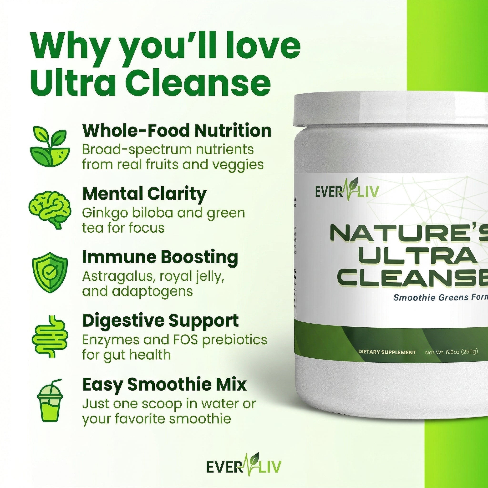 EverLiv Nature's Ultra Cleanse Smoothie Greens - EverLiv LLC