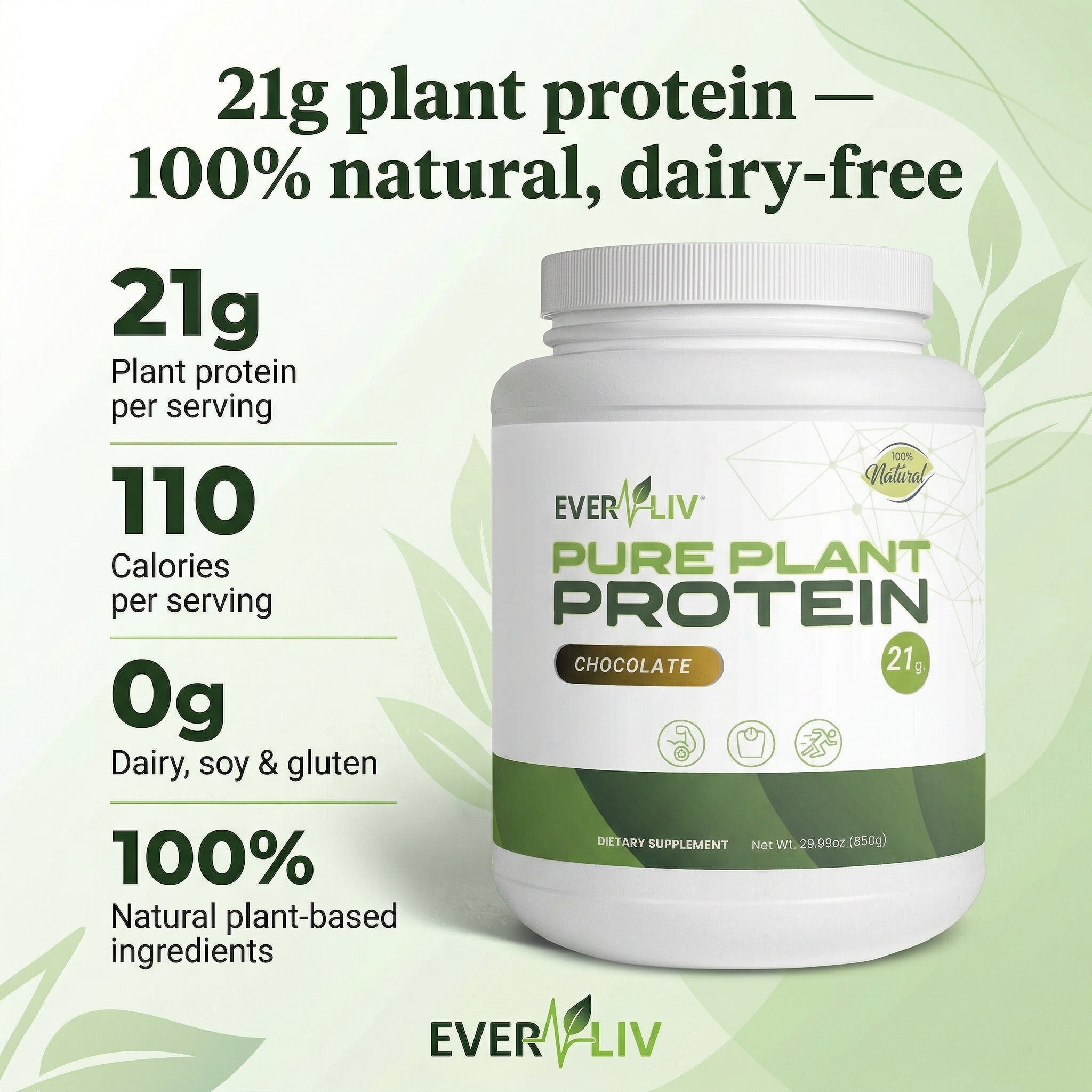 EverLiv Pure Plant Protein (Chocolate) - EverLiv LLC
