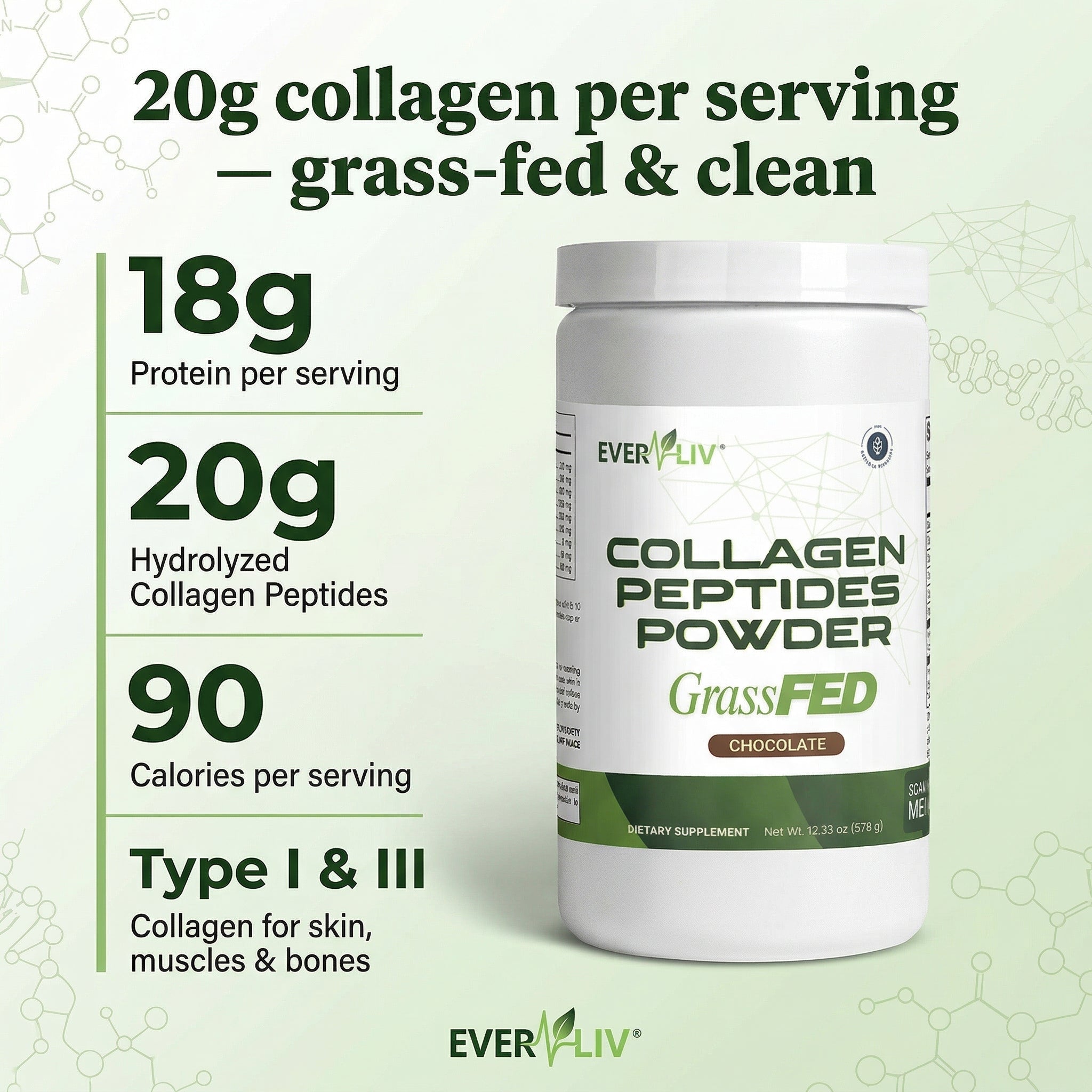 EverLiv Collagen Peptides Powder (Chocolate) - EverLiv LLC