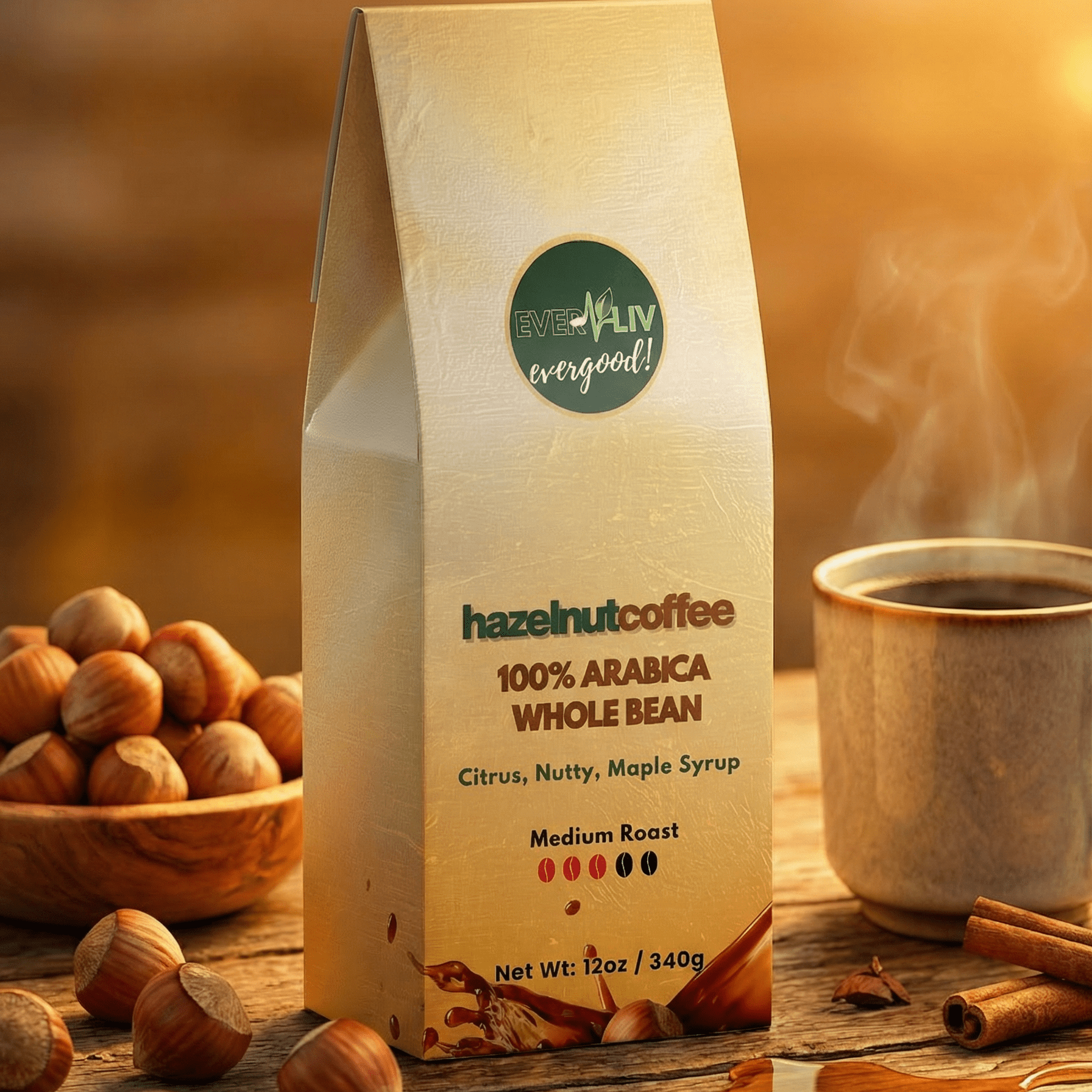 EverLiv Hazelnut Coffee (Medium Roast) - EverLiv LLC