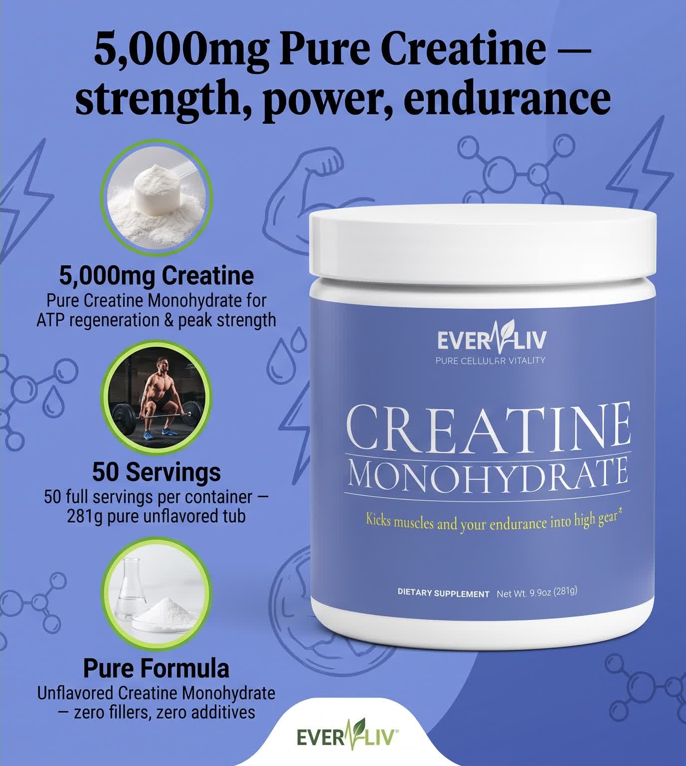 EverLiv - Pure Creatine Monohydrate - EverLiv LLC